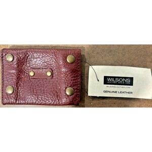 NWT Wilson's Red Leather Genuine Leather Key Case Holder Snap Closure NEW